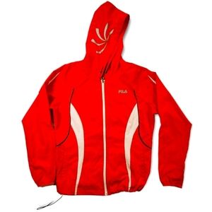 Fila Sport Red Windbreaker Hoodie Size Medium